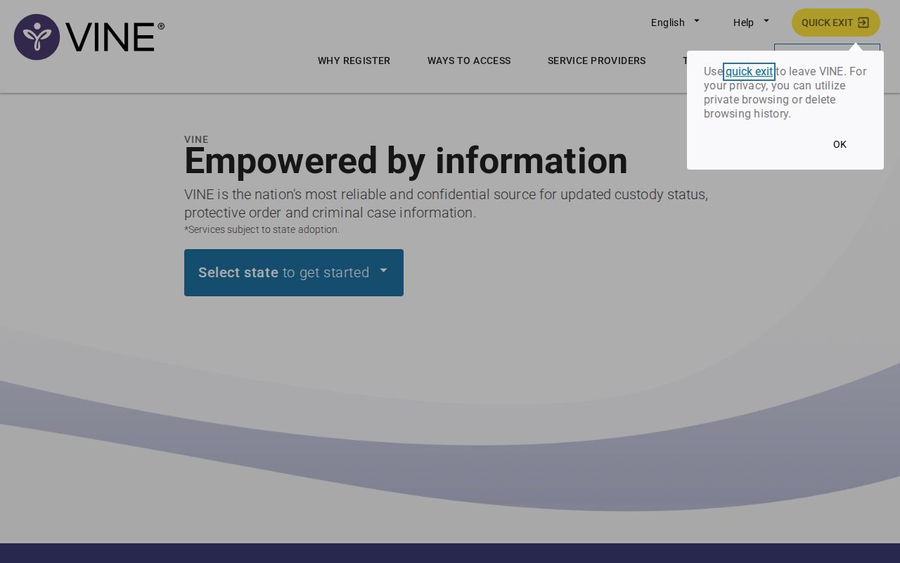 Jones County VINELink custody search interface
