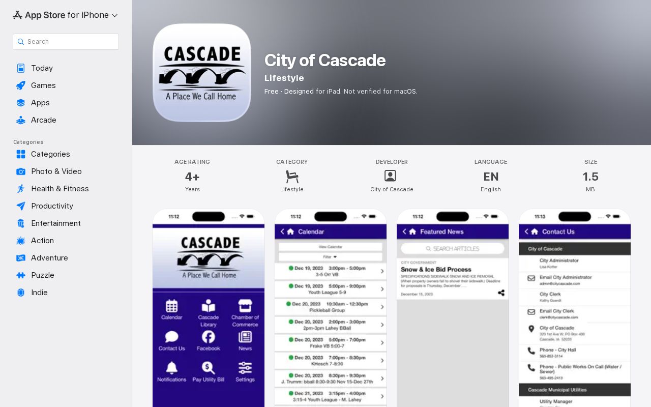 Cascade Stay Informed municipal app listing